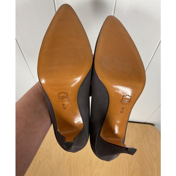 NIB Vintage Yves Saint Laurent Gray Grograin Heels Size 7 Comes with Box - Picture 6 of 7